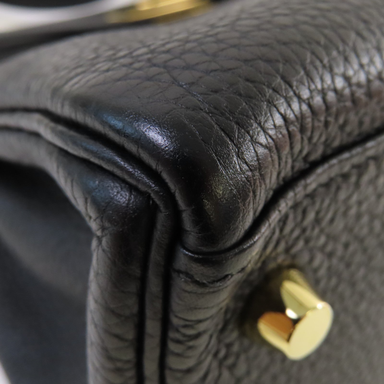 HERMES 【激減優惠】Clemence皮革Kelly 28 2Way Shoulder Bag金扣手挽肩背兩用袋89 Noir黑色