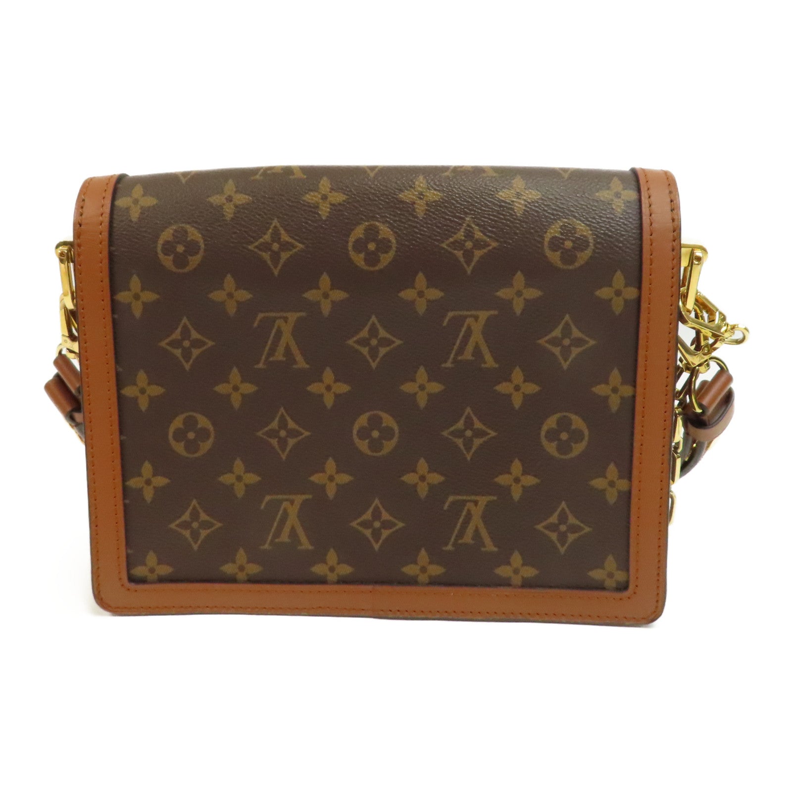 LOUIS VUITTON Monogram Reverse Dauphine MM金扣肩背袋啡色
