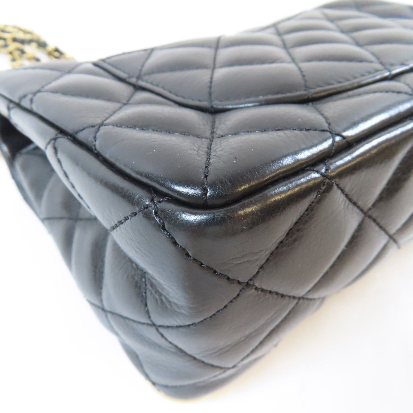 CHANEL 【激減優惠】菱格羊皮皮革Chain Shoulder金扣鏈帶肩背袋黑色