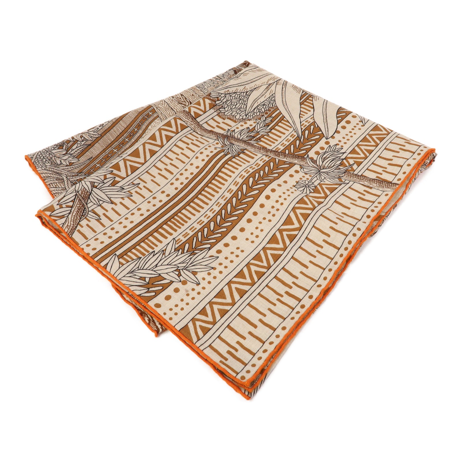 HERMES 羊絨/絲質Scarf圍巾啡色/米色