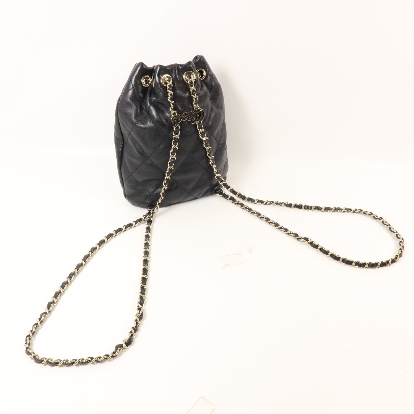 CHANEL 羊皮皮革Bucket Backpack鏈帶背包
