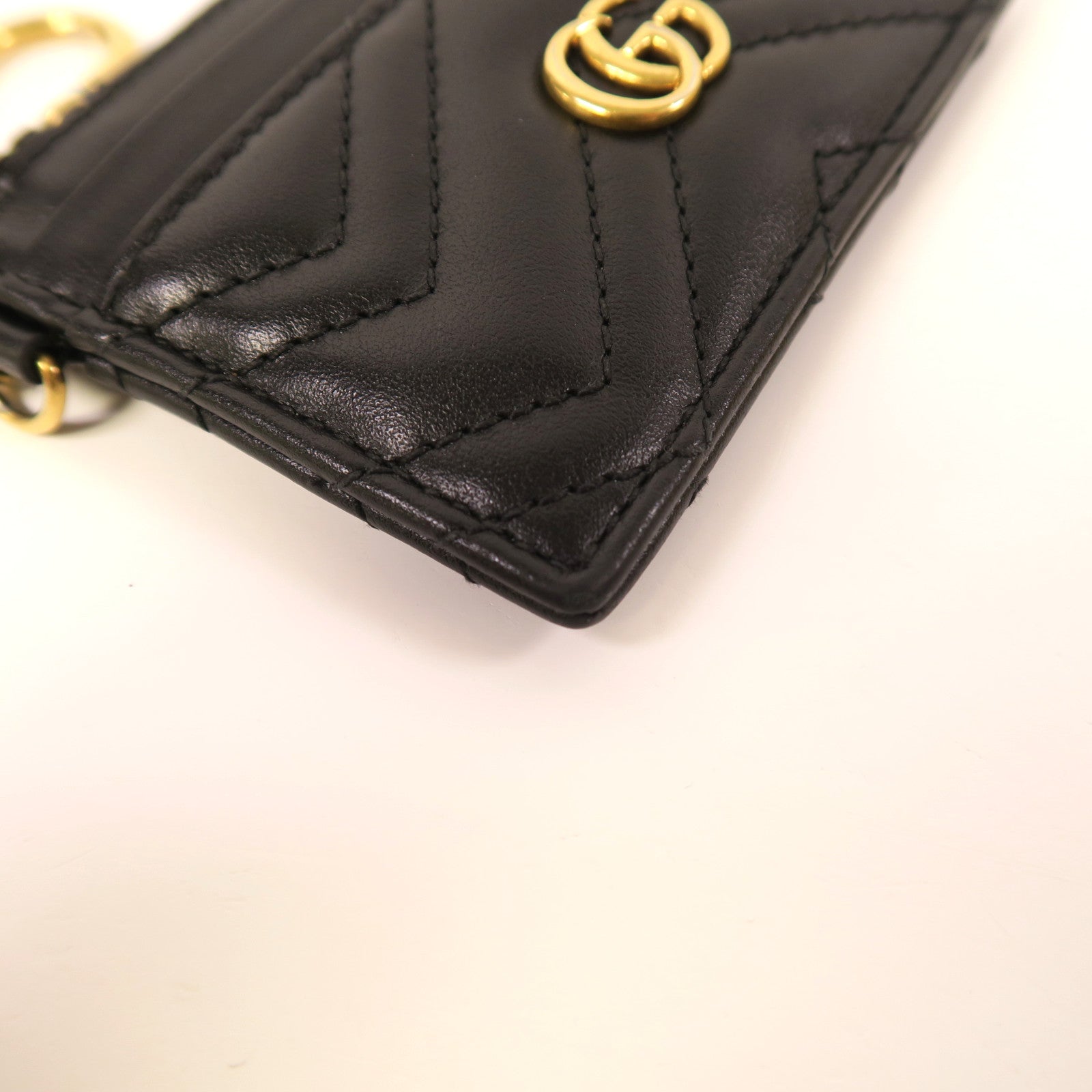 GUCCI 【激減優惠】牛皮皮革Card Case金扣卡片套黑色