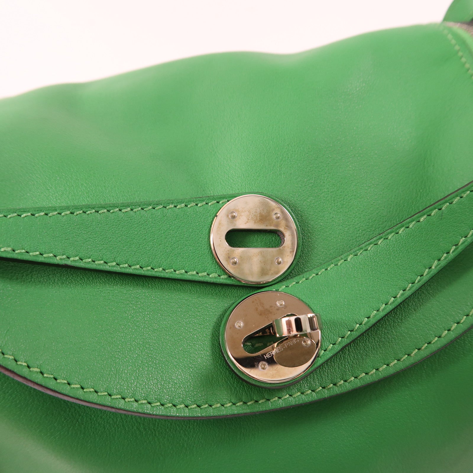 HERMES PHW Lindy 26 2Way Shoulder Hand Bag Veau Swift Leather Stamp R 1K Bamboo