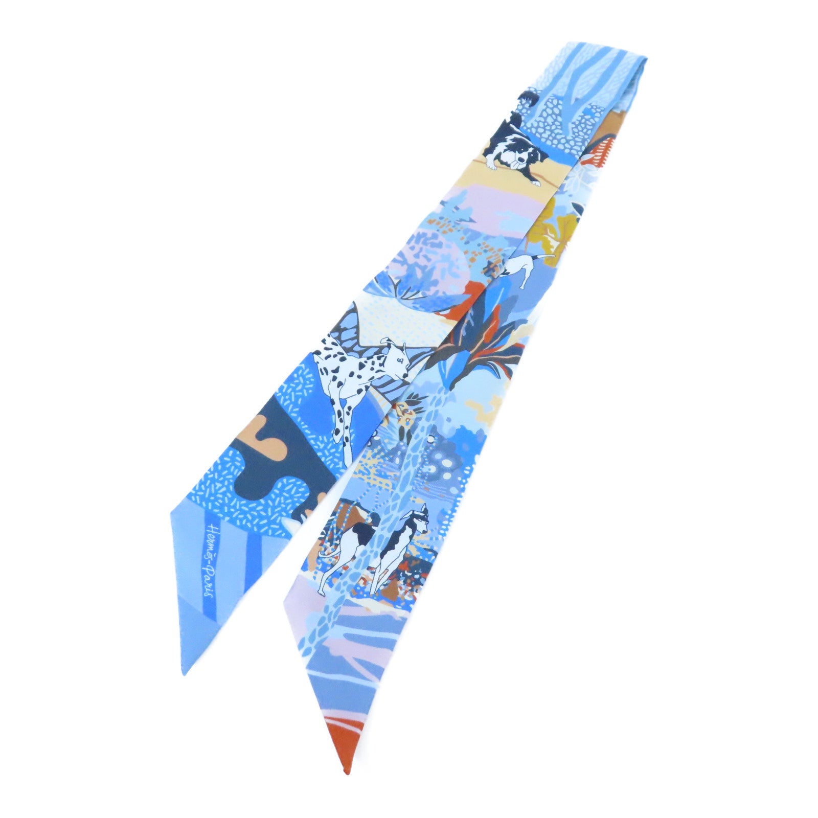 HERMES 【激減優惠】絲質Twilly Scarf絲巾淺藍色