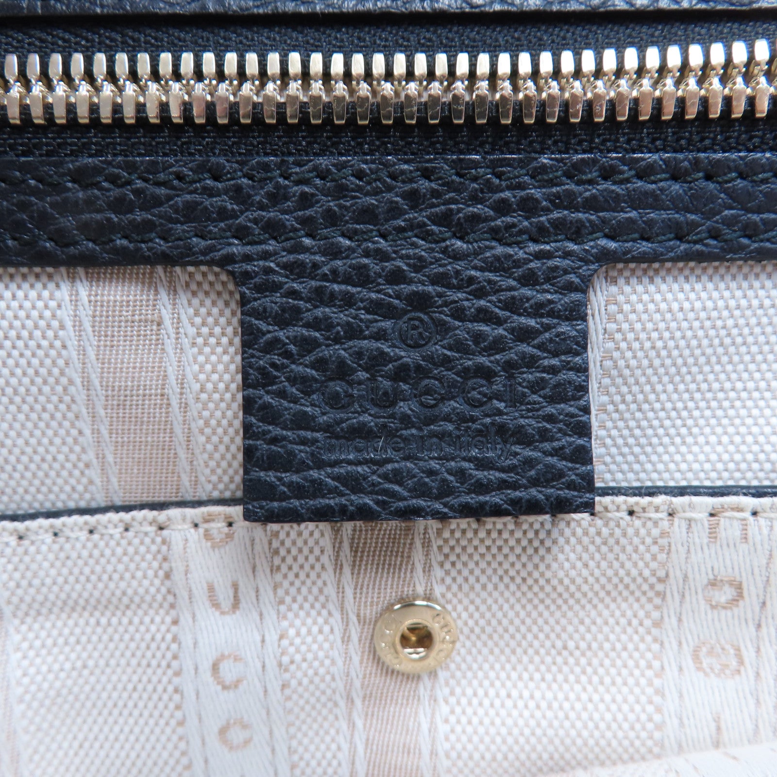GUCCI 牛皮皮革Shoulder Bag銀扣手挽肩背兩用袋黑色