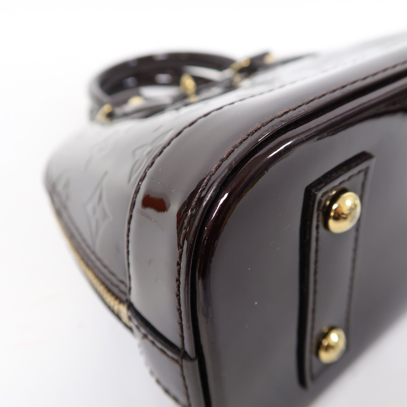 LOUIS VUITTON Vernis Alma BB金扣手挽肩背兩用袋深紅色