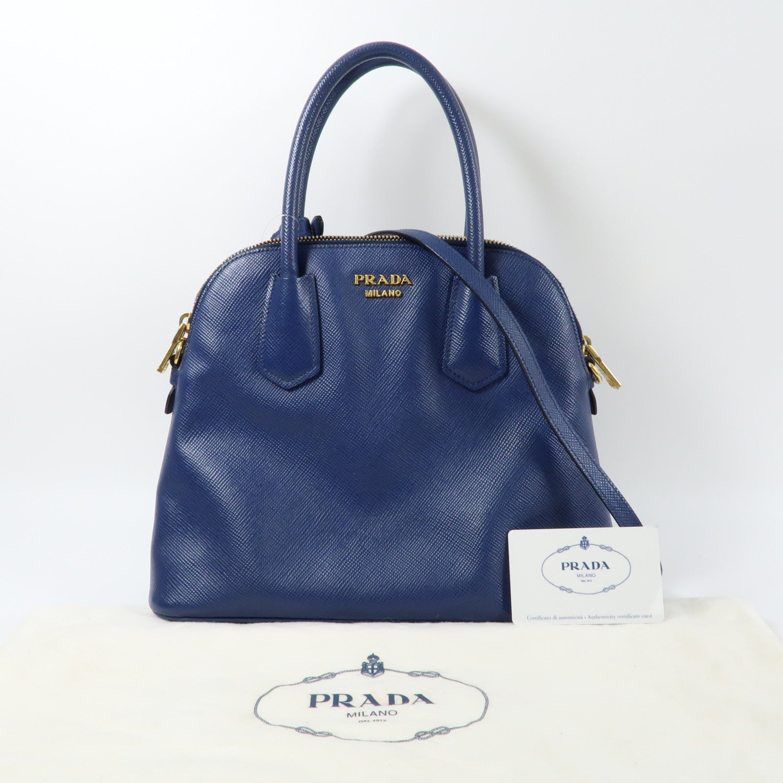 PRADA 牛皮皮革2way Shoulder金扣手挽肩背兩用袋