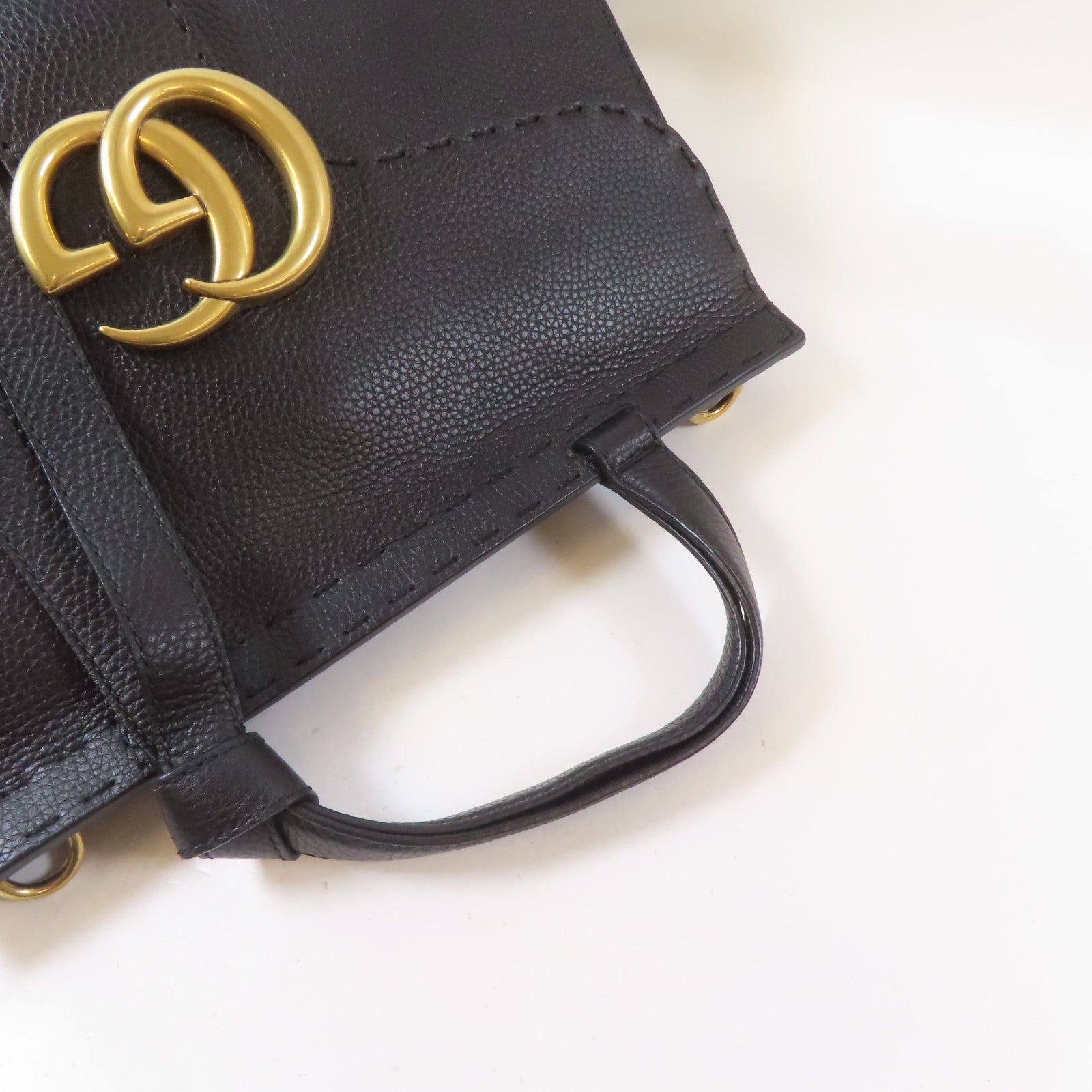 GUCCI 牛皮皮革GG Marmont金扣手挽肩背兩用袋黑色