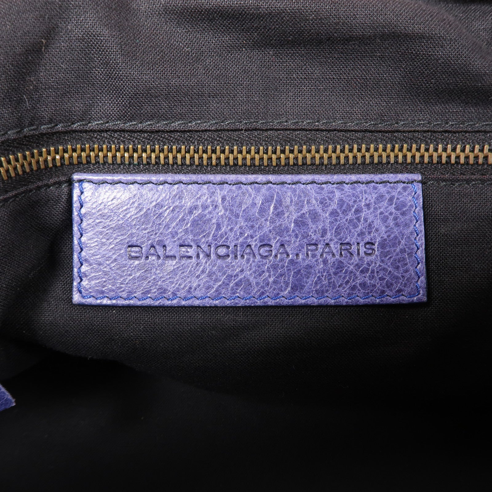 BALENCIAGA 羊皮皮革Work金扣手挽袋藍色