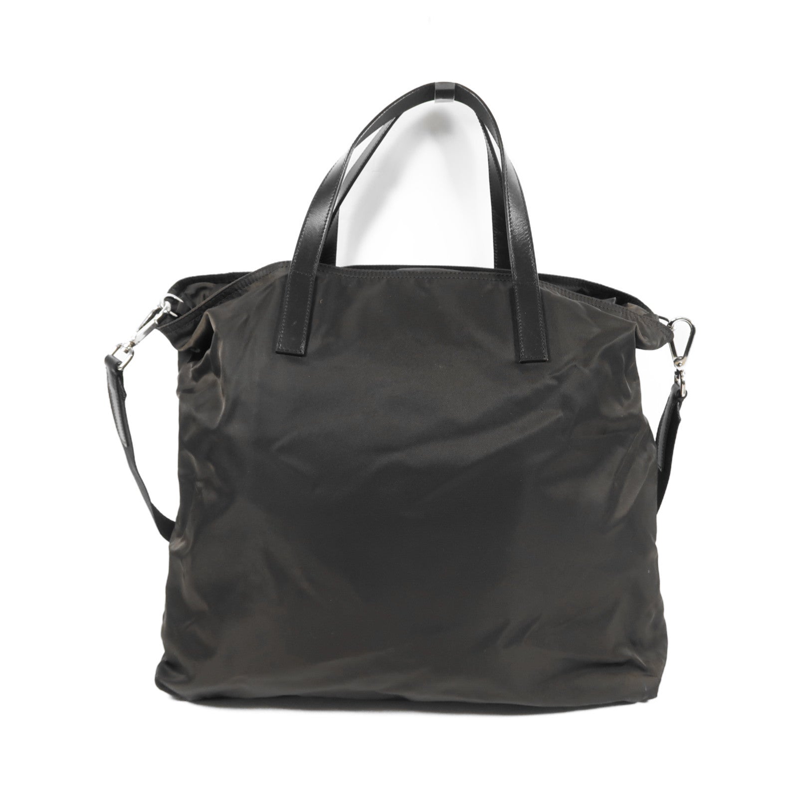 PRADA 尼龍2 way Shoulder Bag銀扣手挽肩背兩用袋黑色
