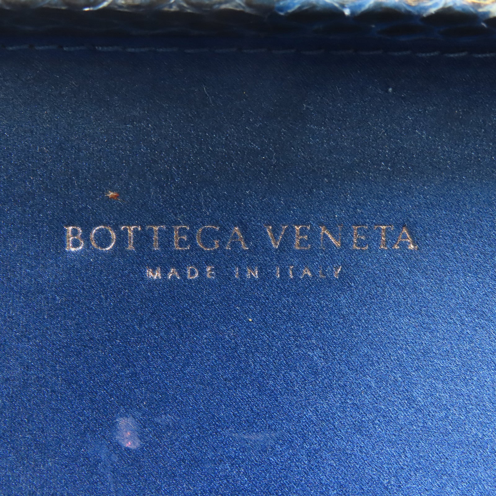 BOTTEGA VENETA 緞布/蛇皮皮革Clutch Bag黑扣手拿包藍色