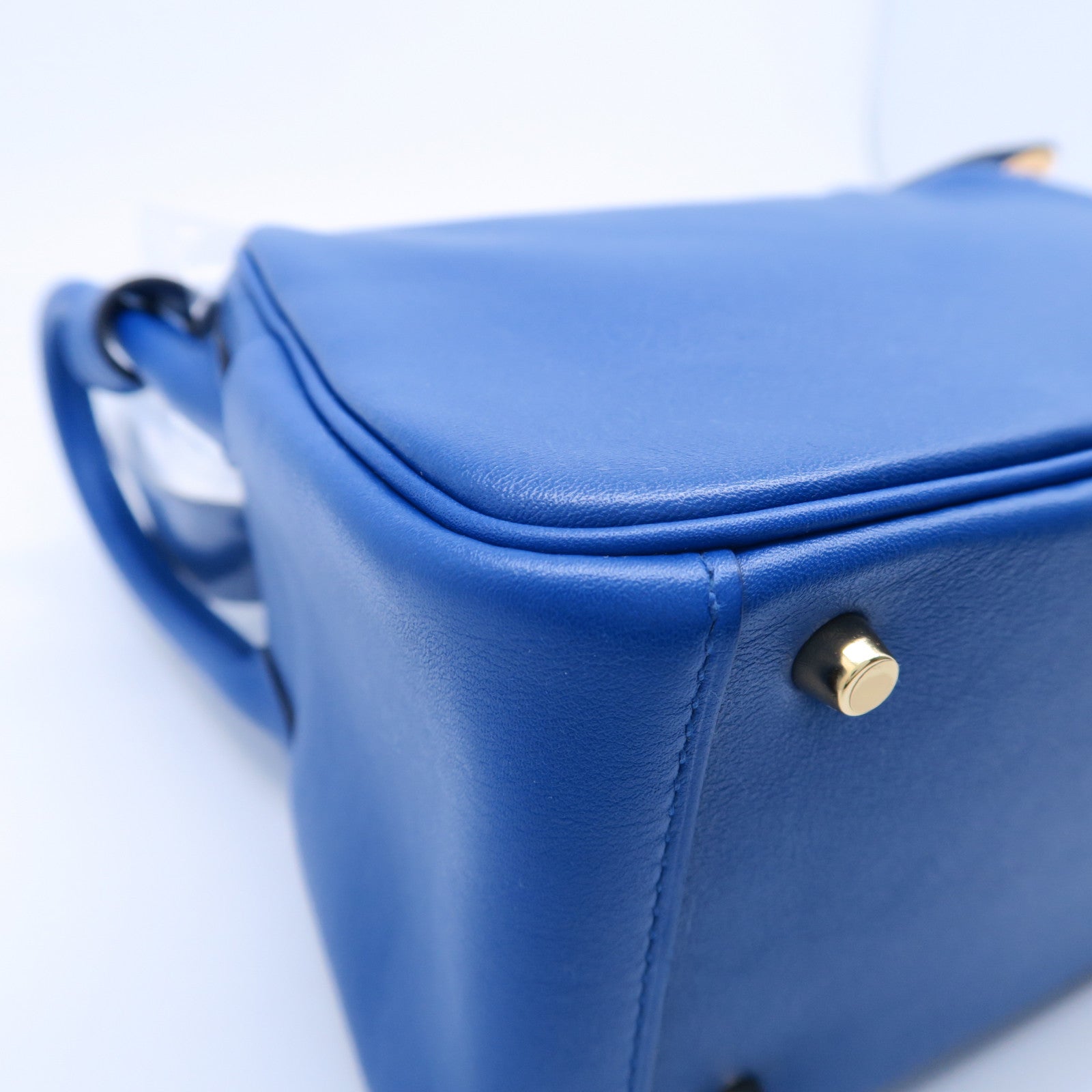 HERMES 【激減優惠】Veau Swift皮革Mini Lindy金扣肩背袋藍色