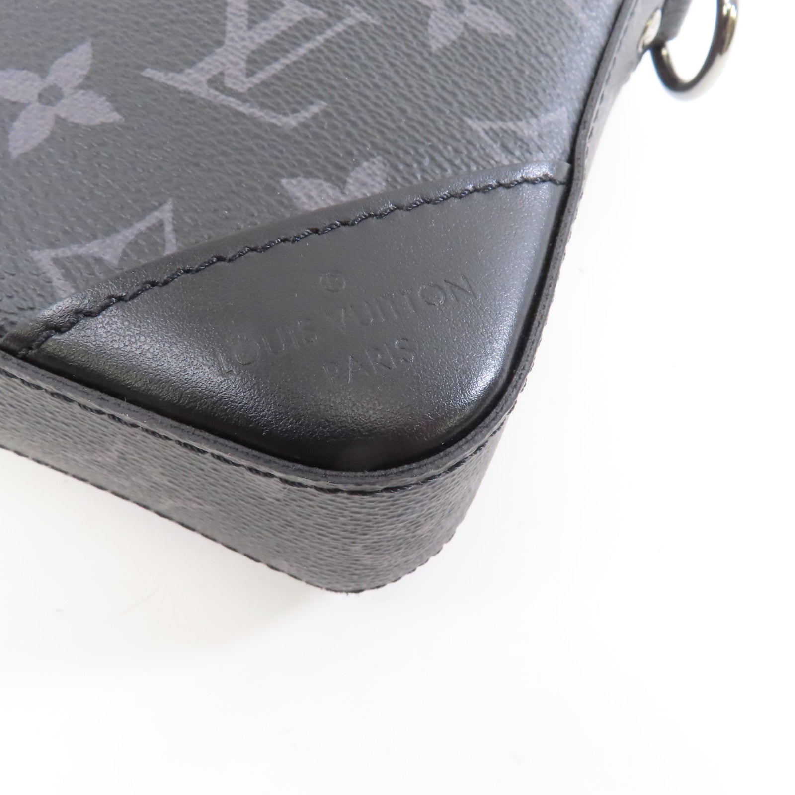 LOUIS VUITTON Monogram Eclipse Trio  Messenger銀扣肩背袋黑色