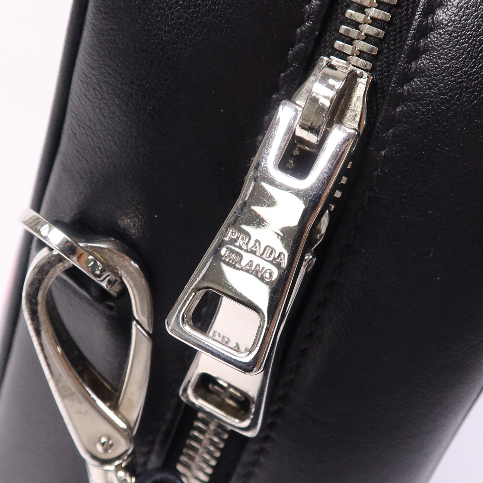 PRADA 【激減優惠】牛皮皮革Shoulder Bag銀扣手挽肩背兩用袋