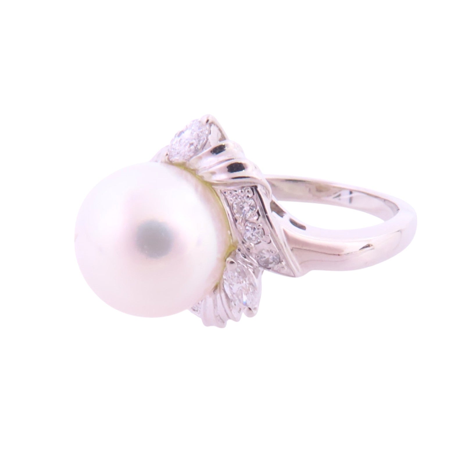 JEWELRY 【激減優惠】PT900鉑金/珍珠/鑽石Pearl Diamond Ring戒指US#6