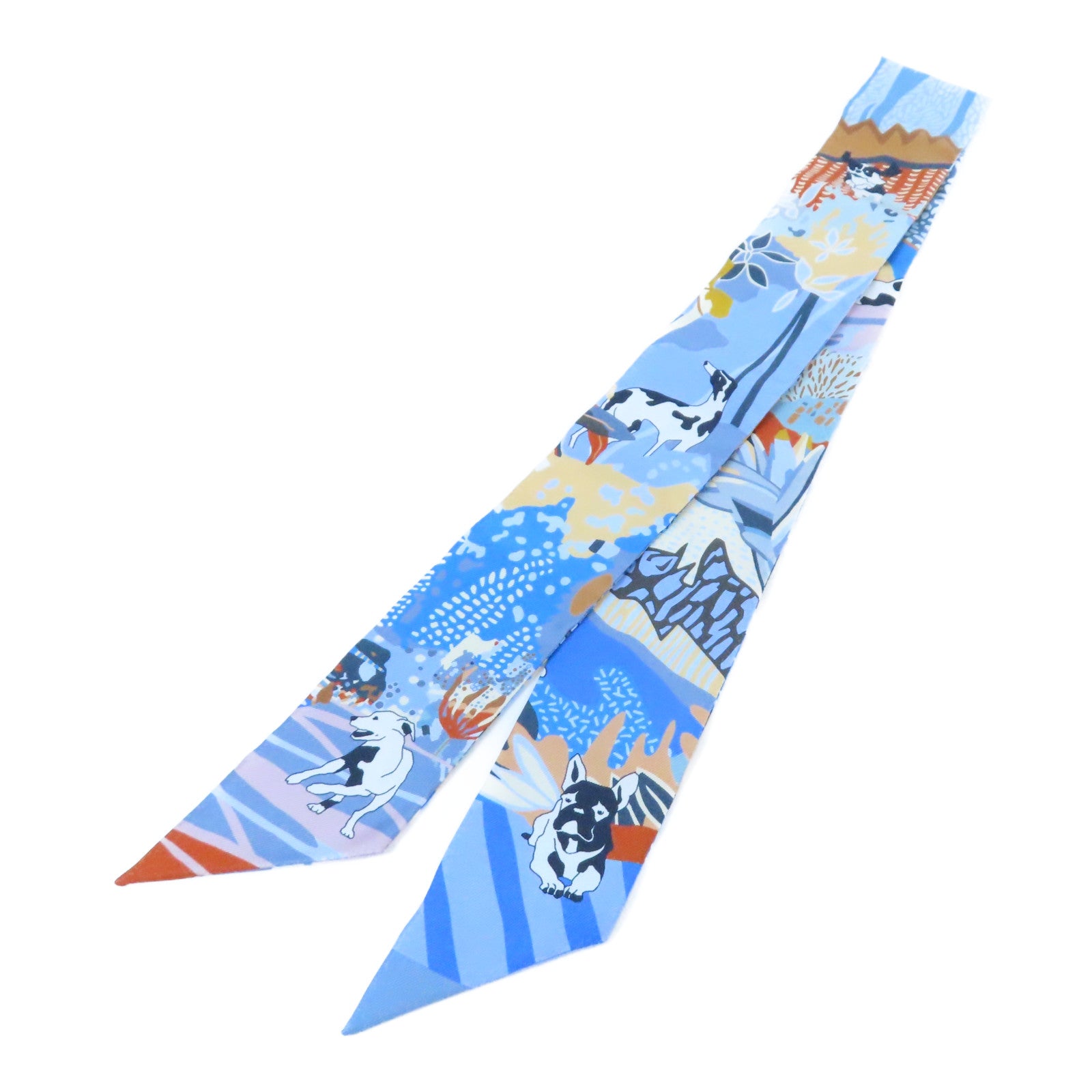 HERMES 【激減優惠】絲質Twilly Scarf絲巾淺藍色