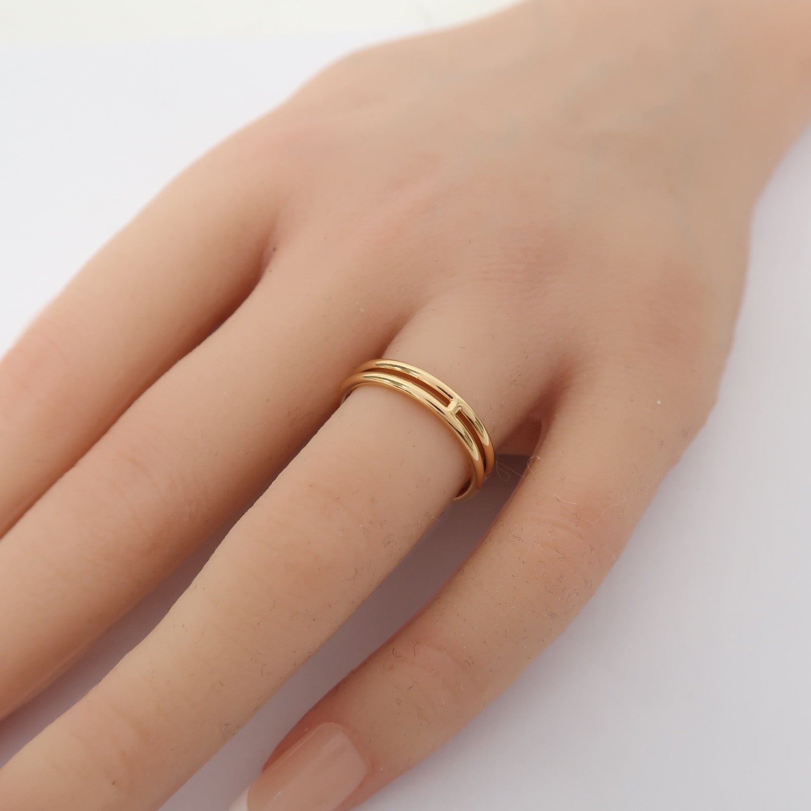 HERMES 18K玫瑰金Ariane Wedding Band戒指US#7.25