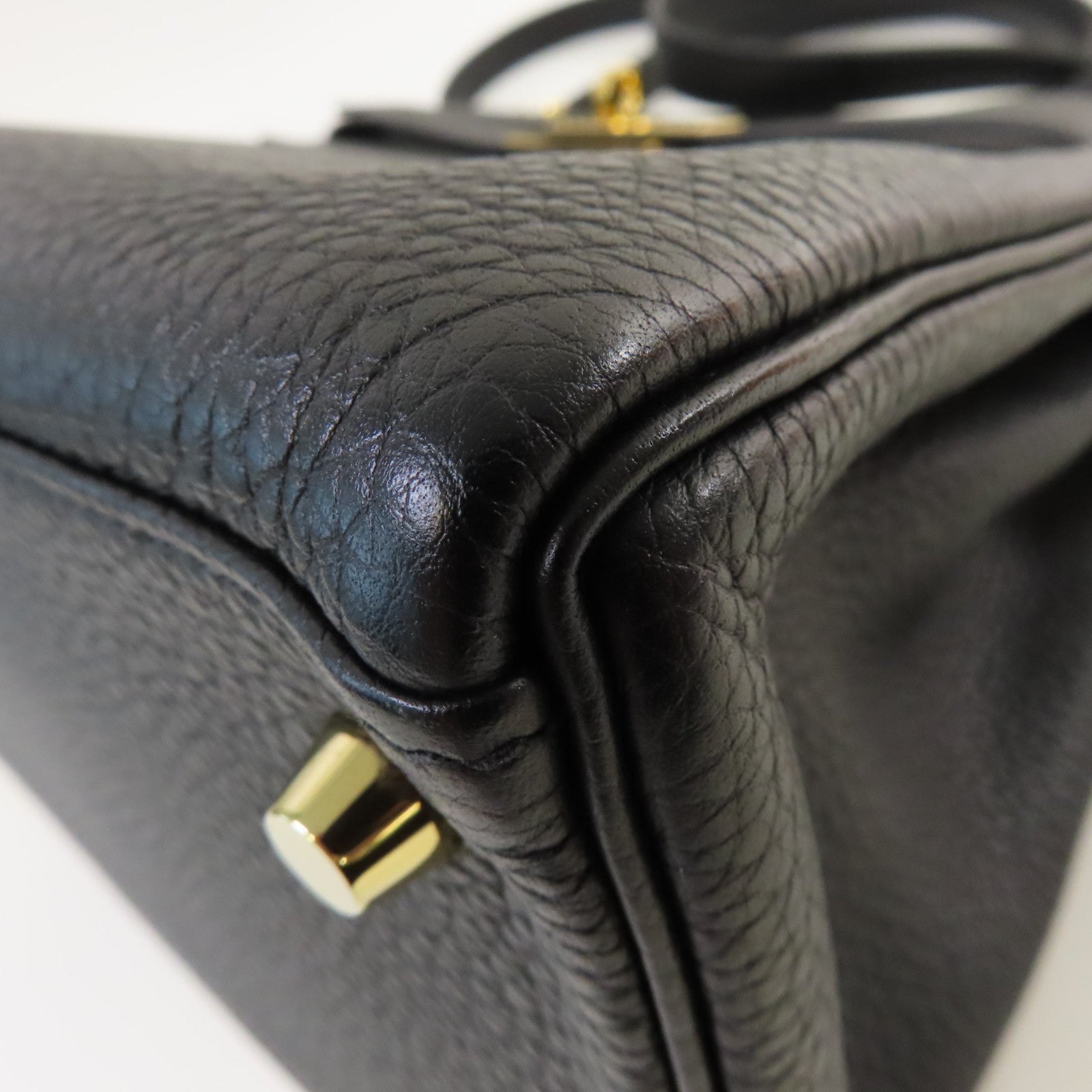 HERMES 【激減優惠】Clemence皮革Kelly 28 2Way Shoulder Bag金扣手挽肩背兩用袋89 Noir黑色