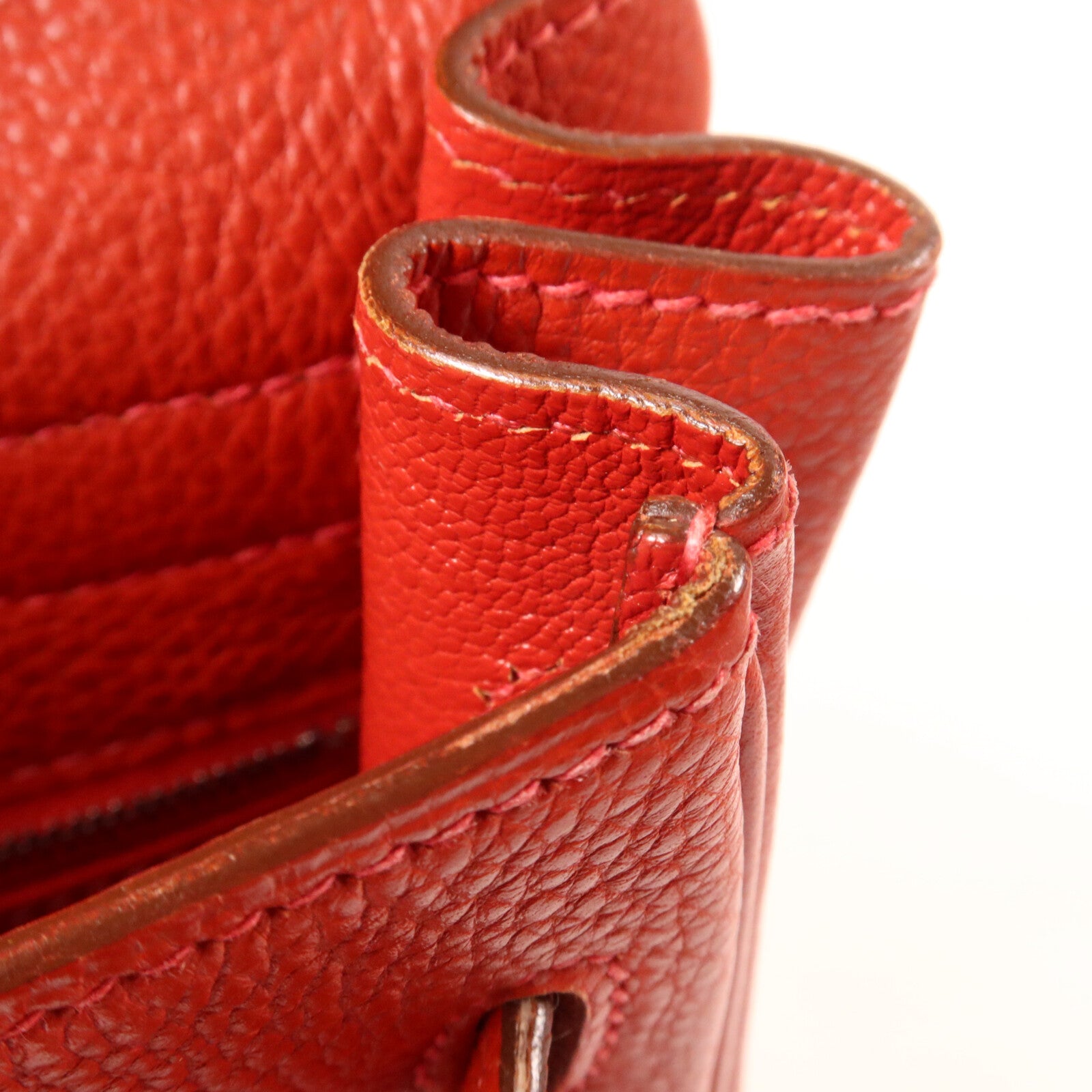 HERMES Clemence皮革Kelly 32手挽肩背兩用袋Rouge H