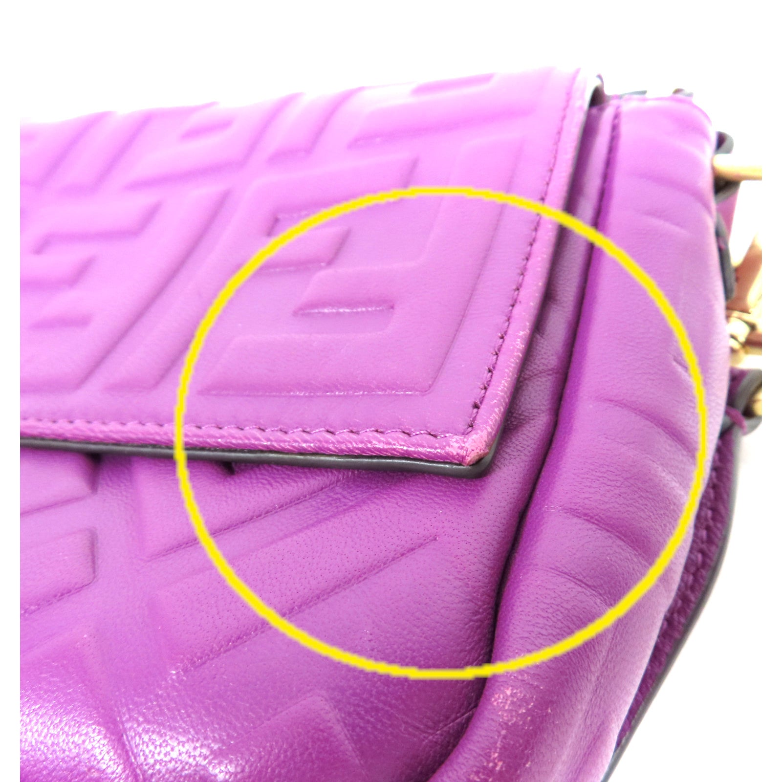 FENDI 牛皮皮革Baguette FF 2way Shoulder Bag金扣手挽肩背兩用袋紫色