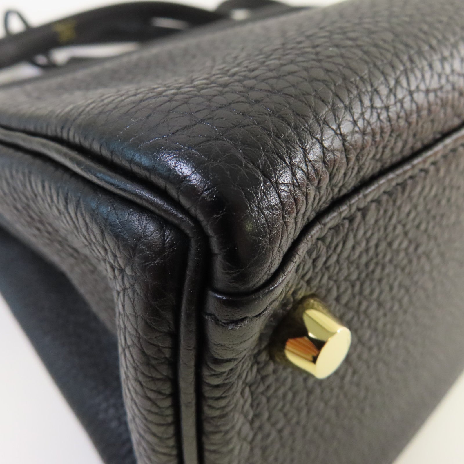 HERMES 【激減優惠】Clemence皮革Kelly 28 2Way Shoulder Bag金扣手挽肩背兩用袋89 Noir黑色