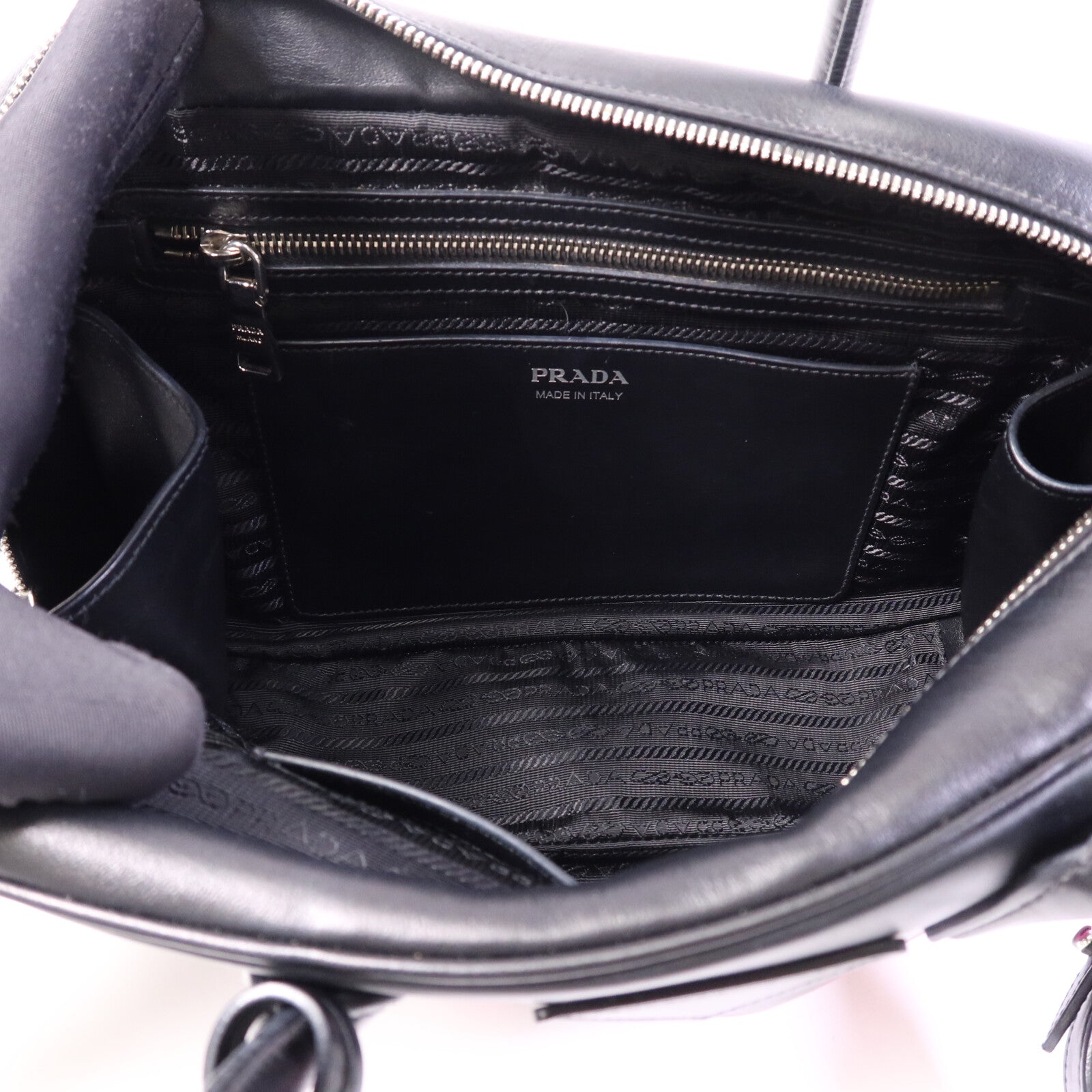 PRADA 【激減優惠】牛皮皮革Shoulder Bag銀扣手挽肩背兩用袋