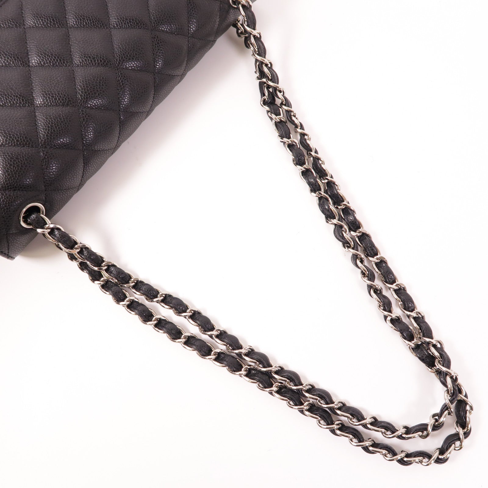 CHANEL CC SHW Large Classic Chain Shoulder Bag Calfskin Leather Black