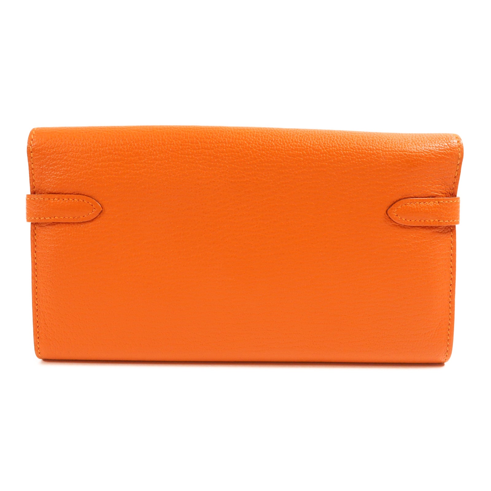 HERMES Chevre皮革Kelly Long Wallet金扣長錢包Feu