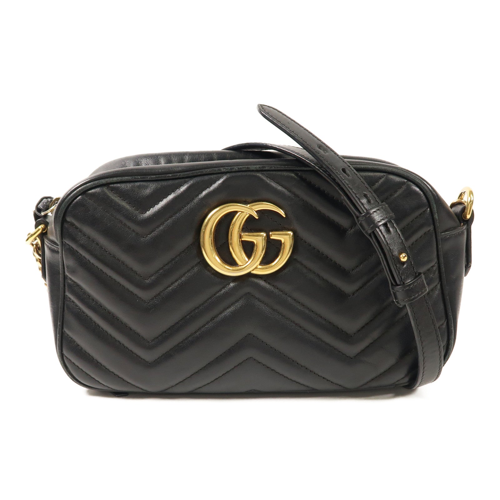 GUCCI 牛皮皮革GG Marmont金扣鏈帶肩背袋