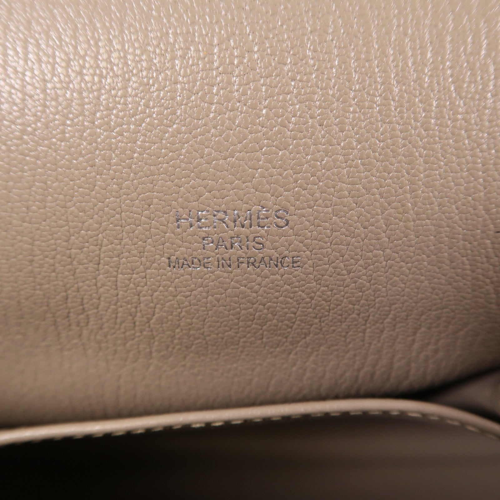 HERMES Clemence皮革Jypsiere 34銀扣肩背袋Argile