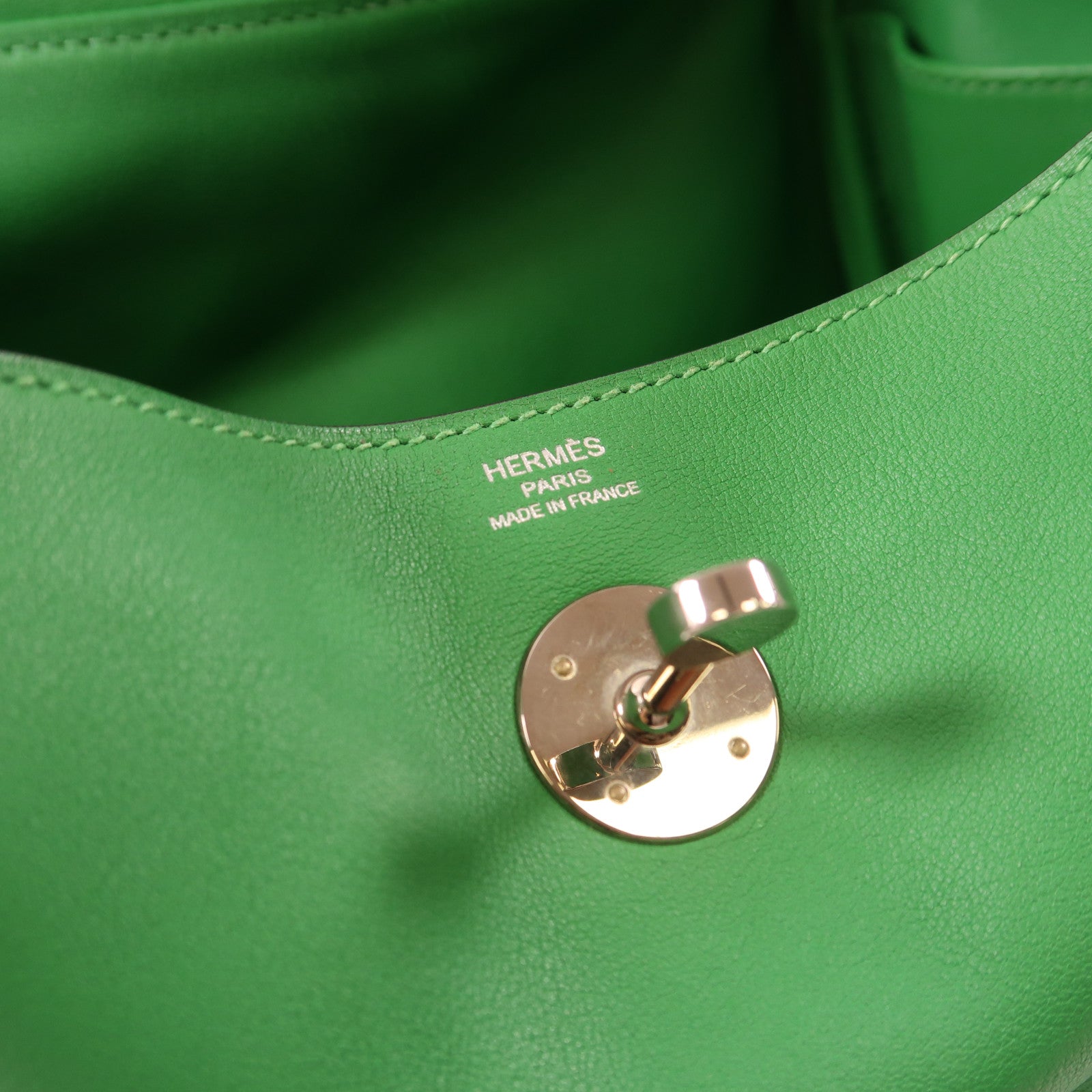 HERMES PHW Lindy 26 2Way Shoulder Hand Bag Veau Swift Leather Stamp R 1K Bamboo