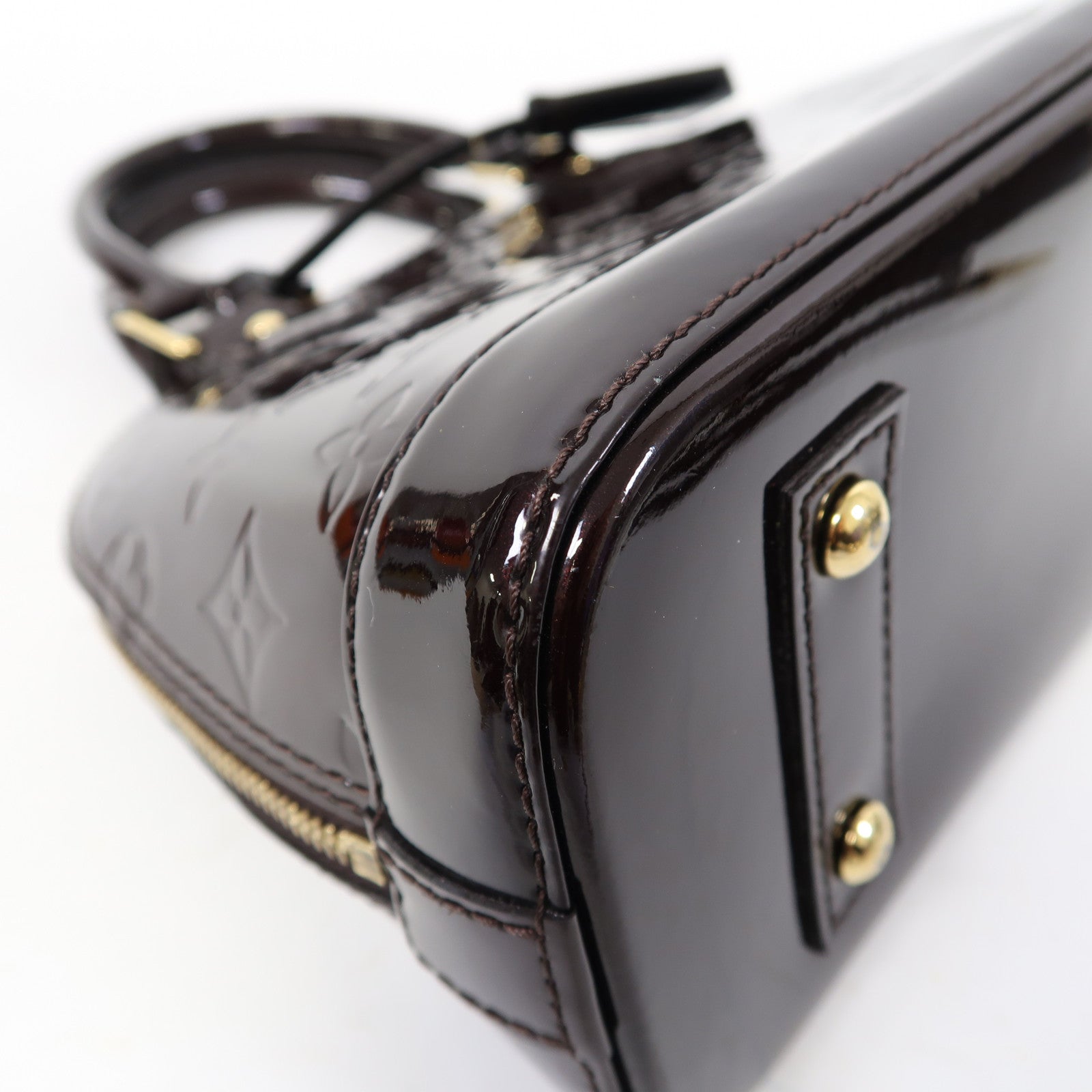 LOUIS VUITTON Vernis Alma BB金扣手挽肩背兩用袋深紅色