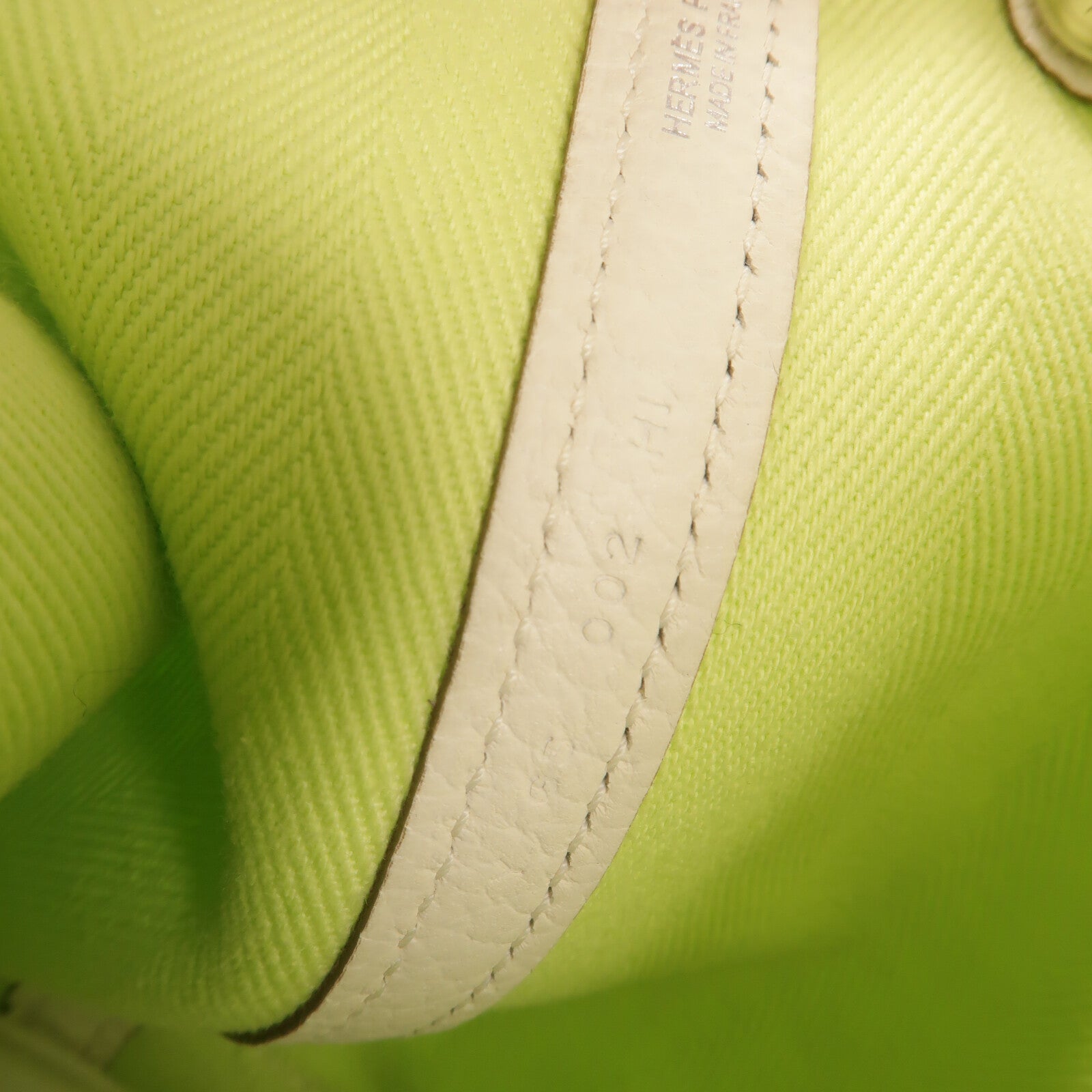 HERMES 帆布Garden Party TPM手挽袋Lime/White