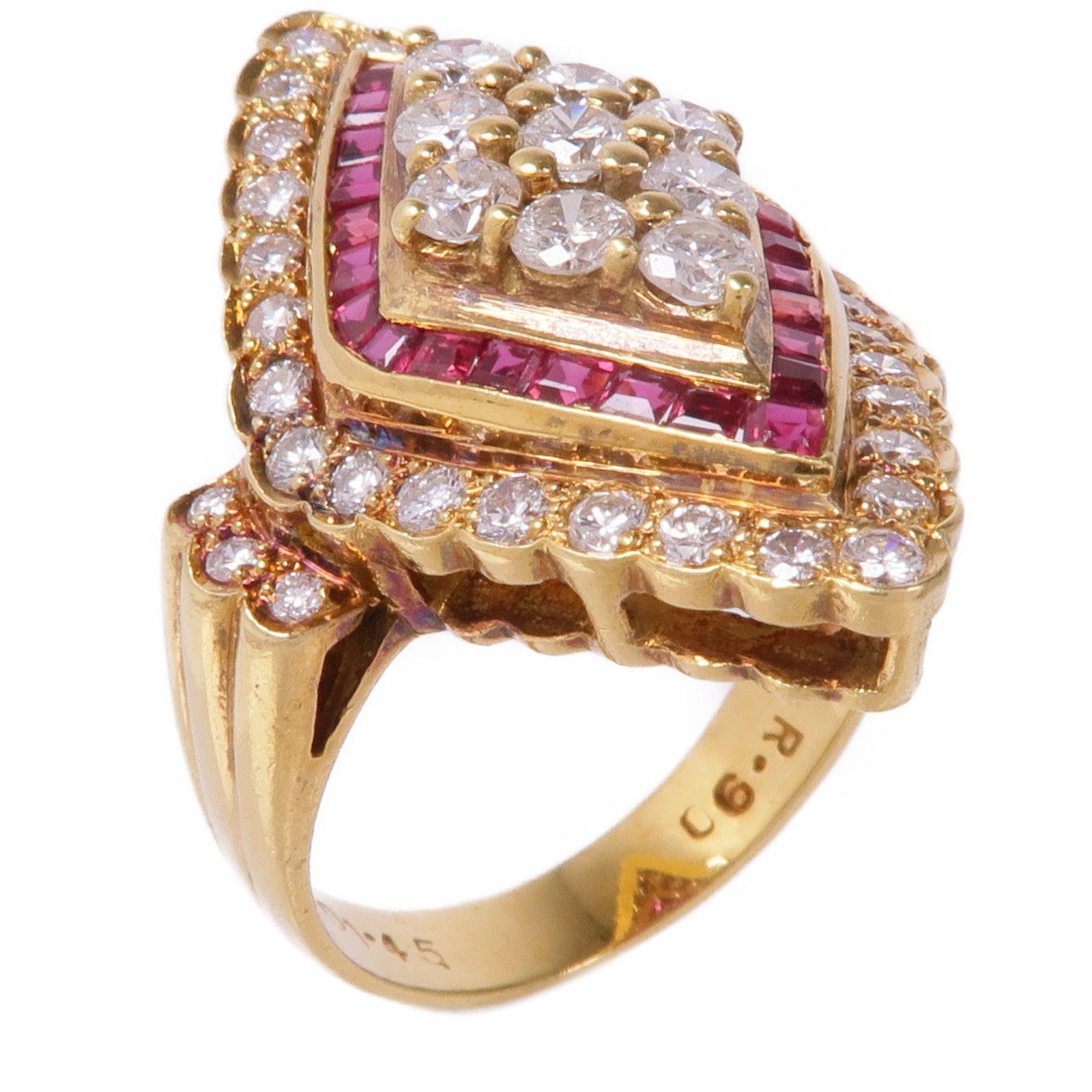 JEWELRY 【激減優惠】18K黃金Ruby Diamond Ring紅寶石/鑽石戒指US#6.5