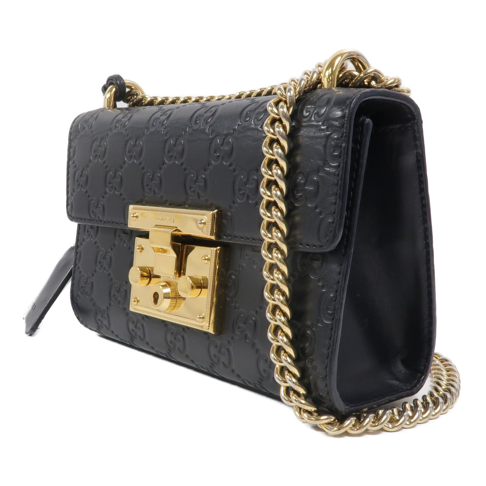 GUCCI 牛皮皮革Padlock金扣鏈帶肩背袋