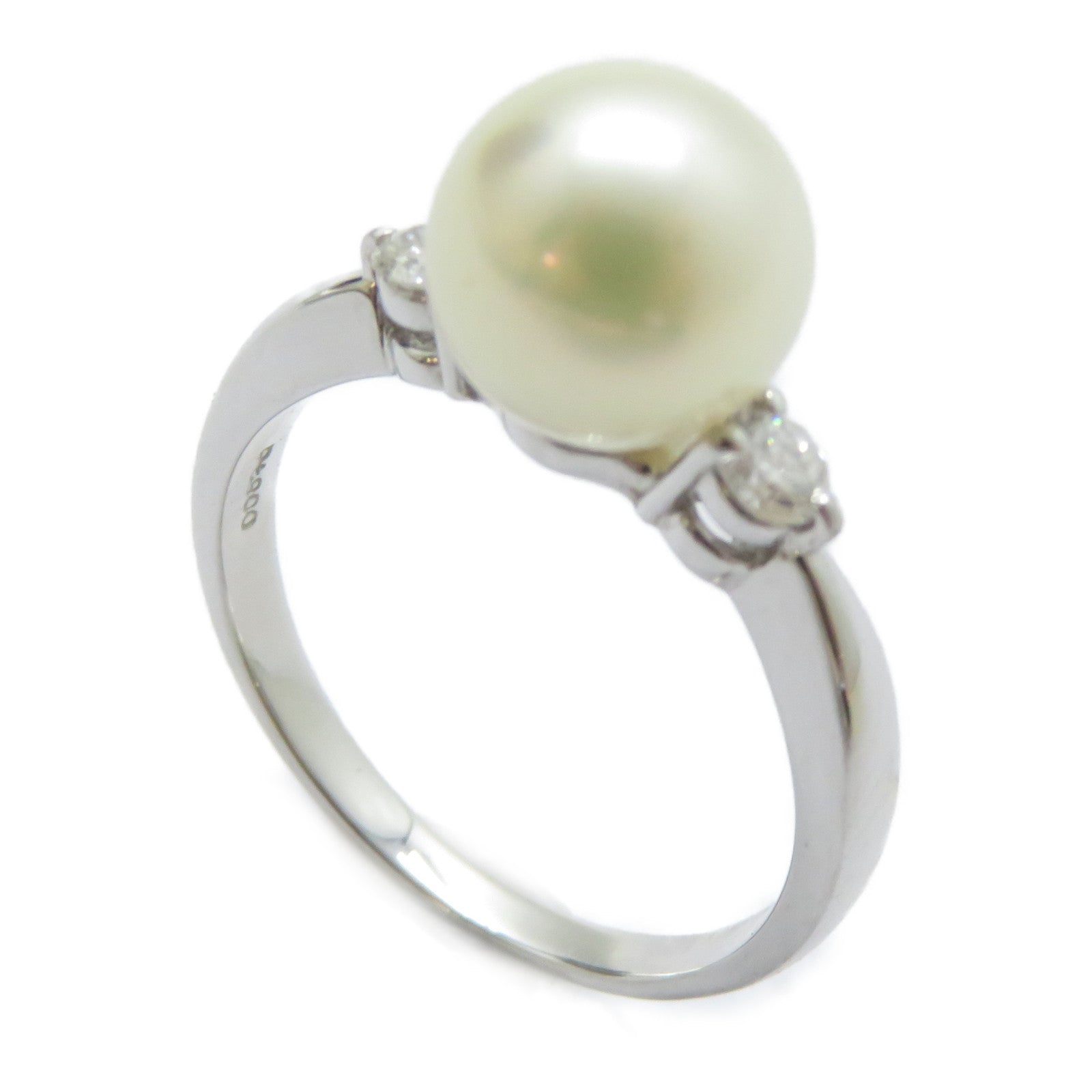 JEWELRY 【激減優惠】PT900鉑金Pearl Ring珍珠鑚石戒指US#6.5