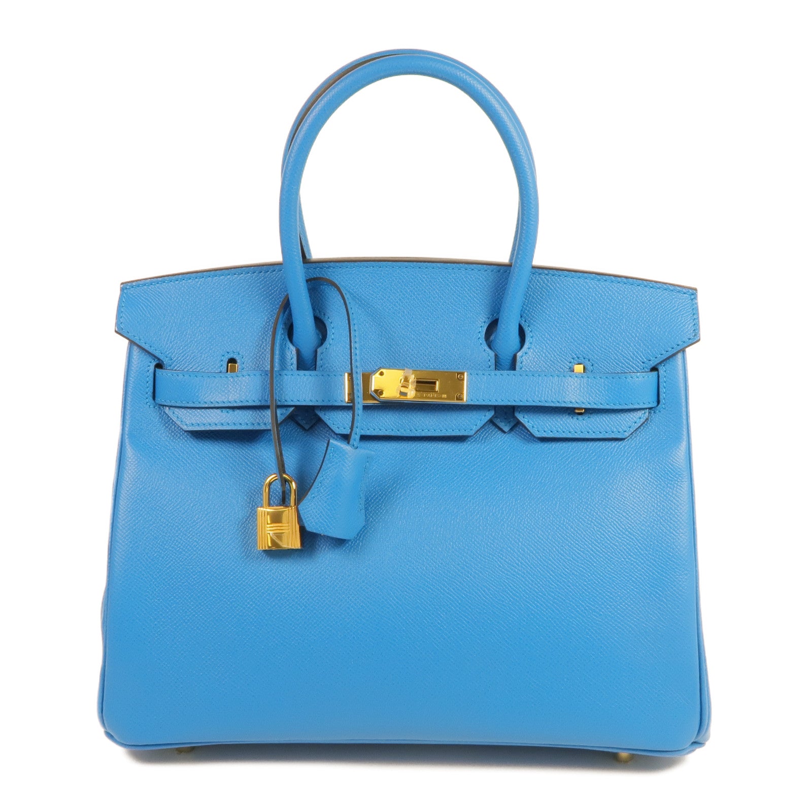 HERMES Epsom皮革Birkin 30金扣手挽袋Bleu Zanzibar