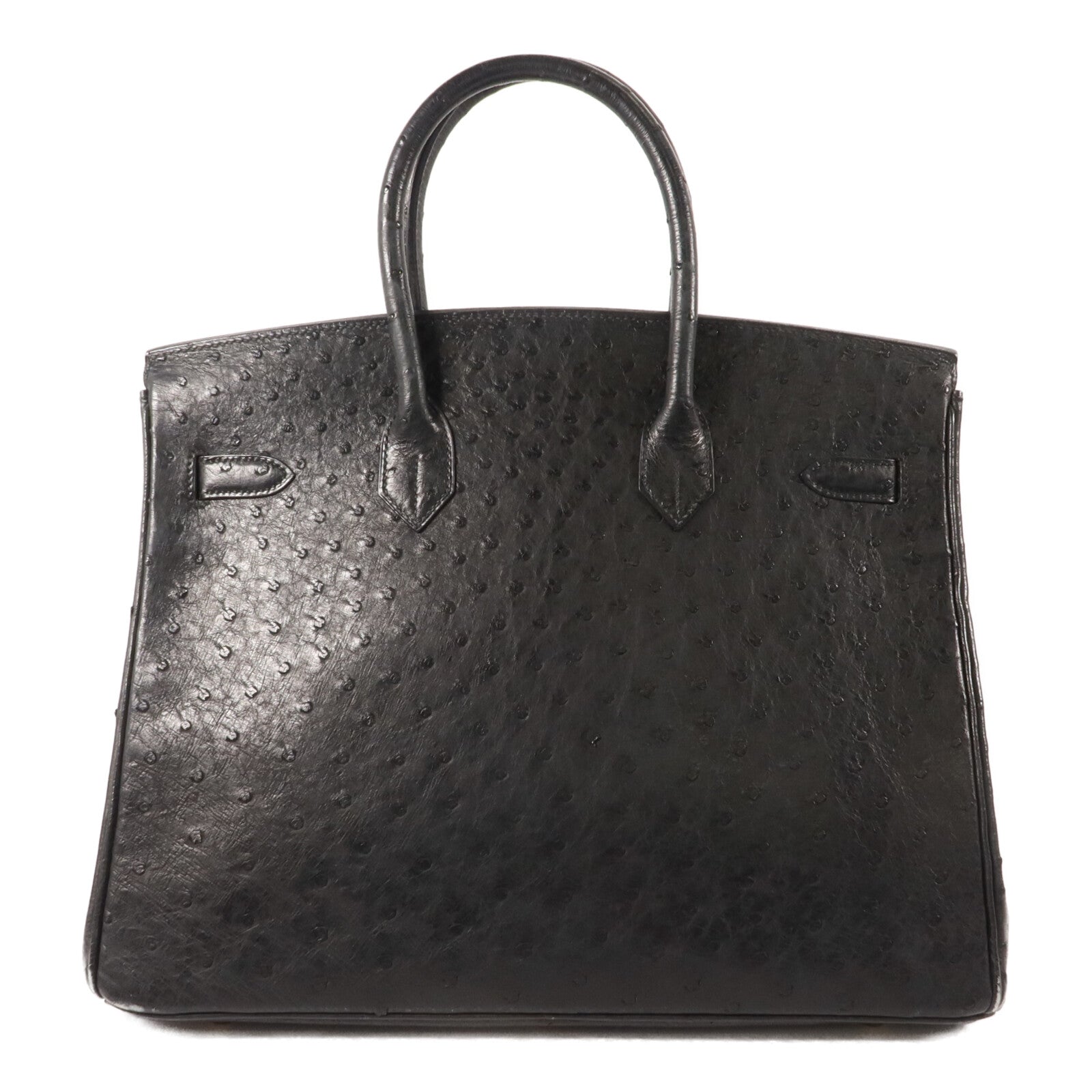 HERMES 鴕鳥皮革Birkin 35手挽袋Noir
