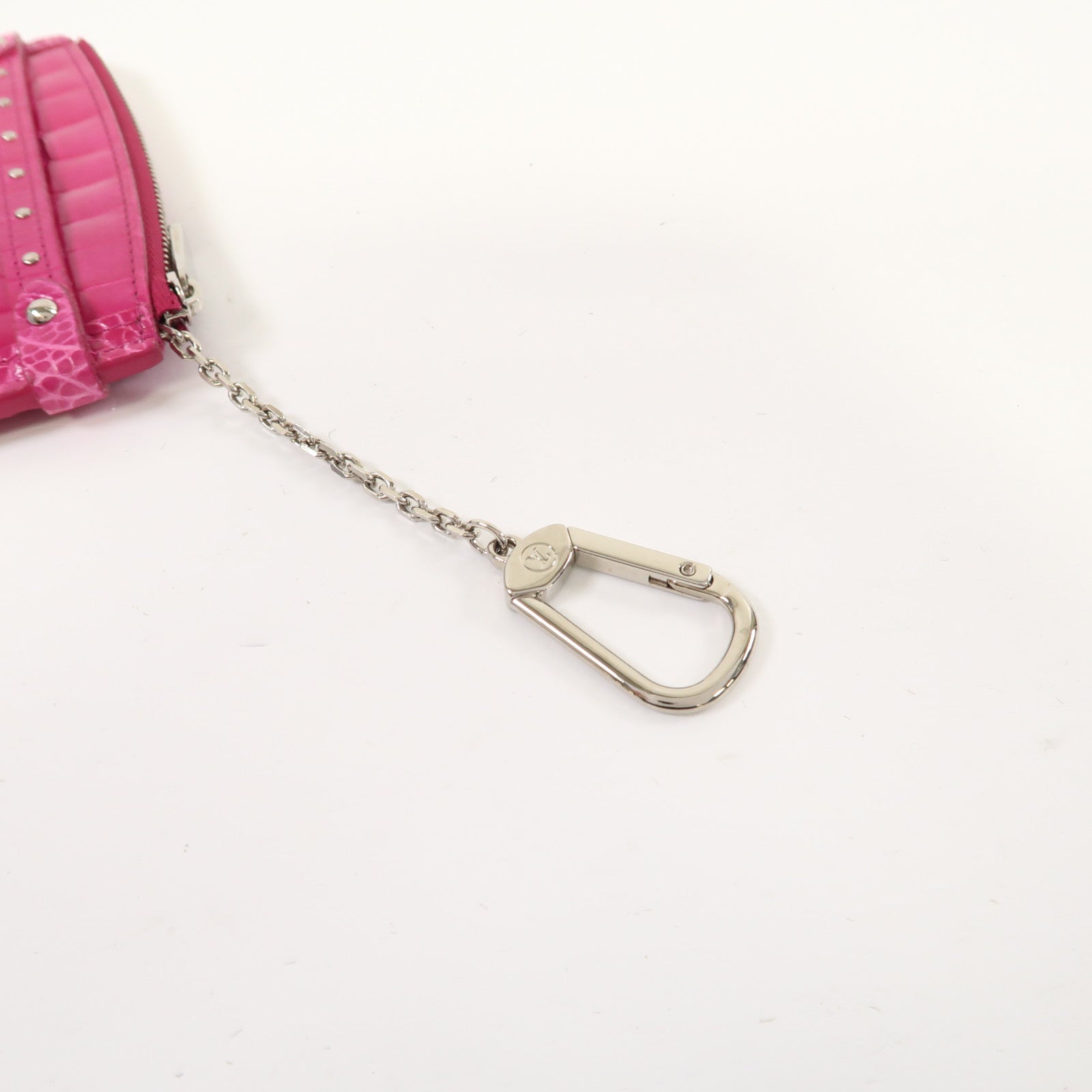 LOUIS VUITTON 鱷魚皮革Coin Case銀扣零錢包玫瑰色