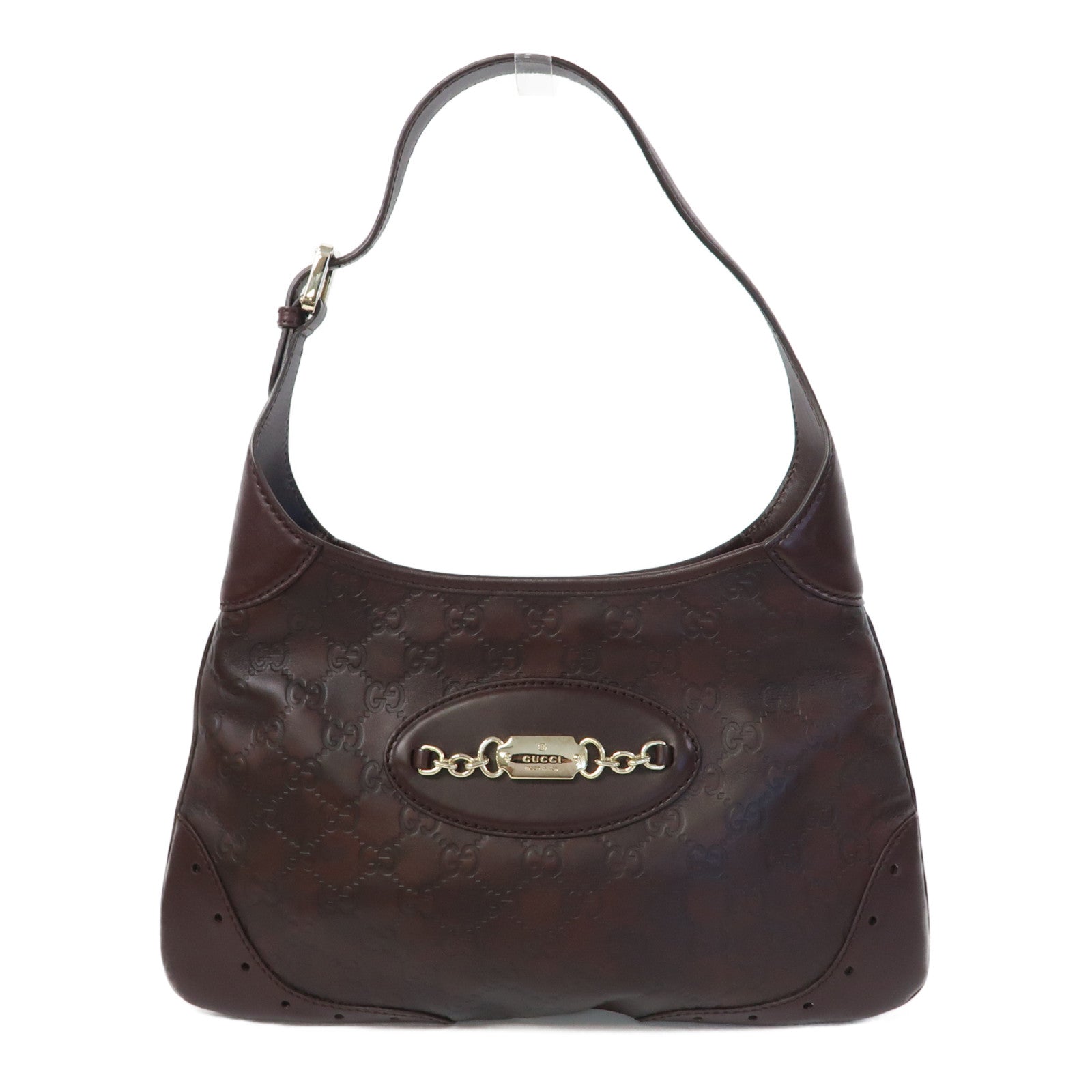 GUCCI 牛皮皮革Shoulder Bag金扣肩背袋啡色