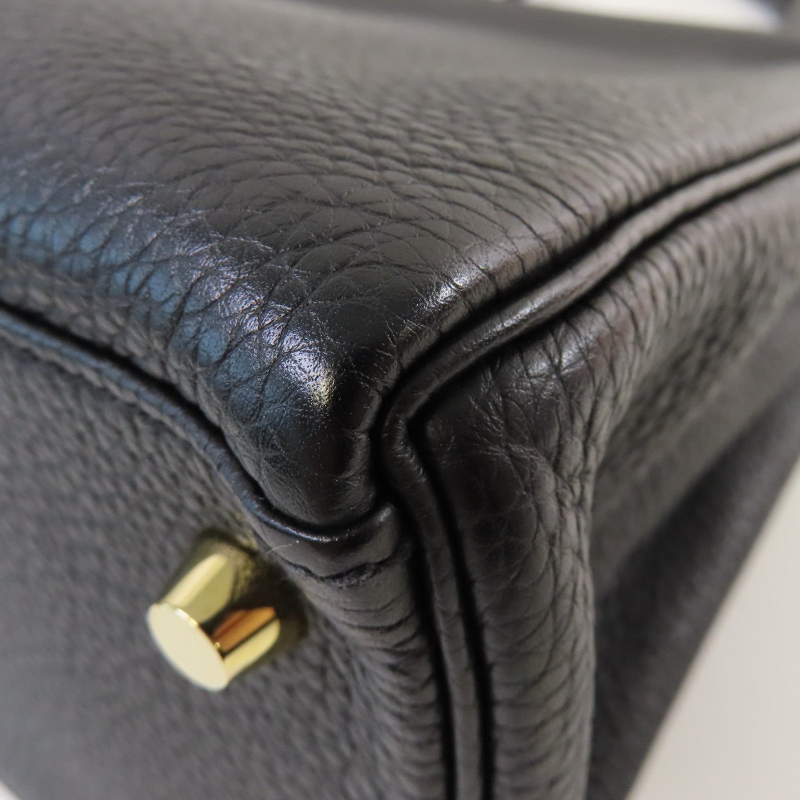 HERMES 【激減優惠】Clemence皮革Kelly 28 2Way Shoulder Bag金扣手挽肩背兩用袋89 Noir黑色
