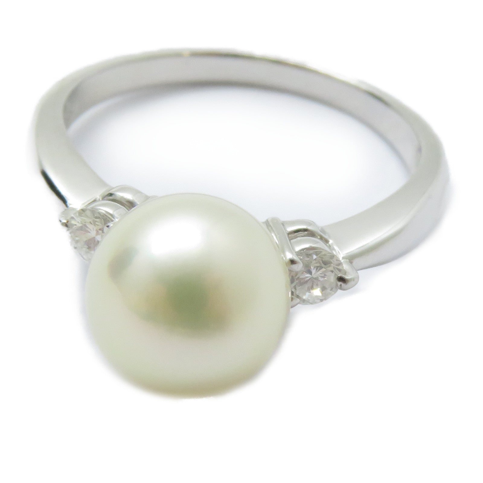 JEWELRY 【激減優惠】PT900鉑金Pearl Ring珍珠鑚石戒指US#6.5