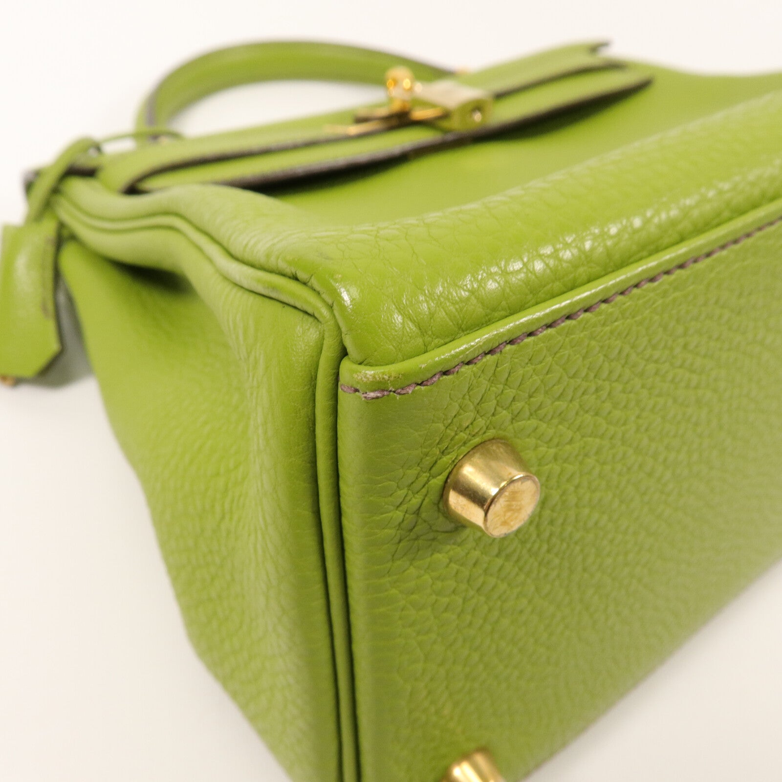 HERMES Togo皮革Kelly 28手挽肩背兩用袋Vert Anis