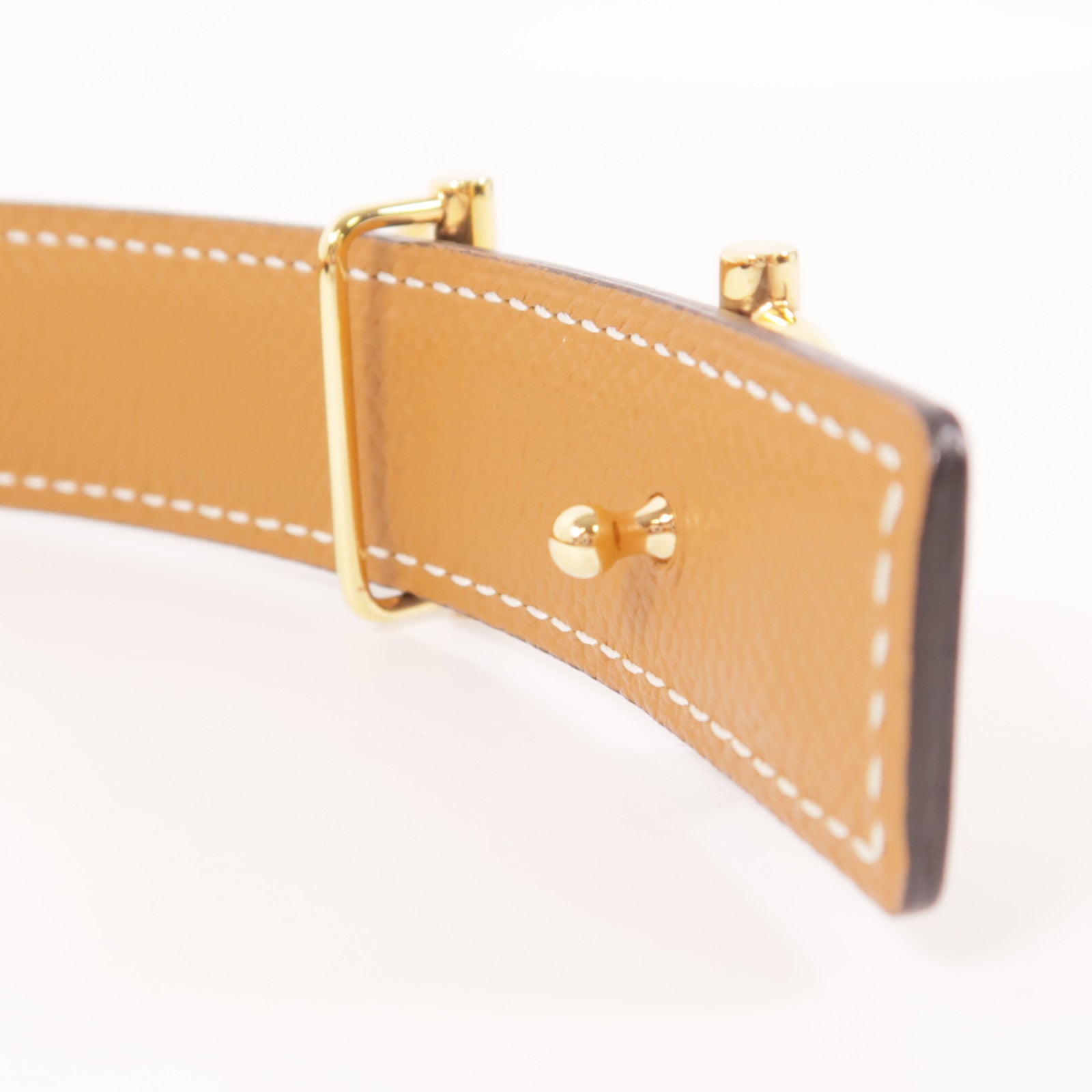 HERMES GHW Surmer Reversible Belt Swift Epsom Leather Noir Gold