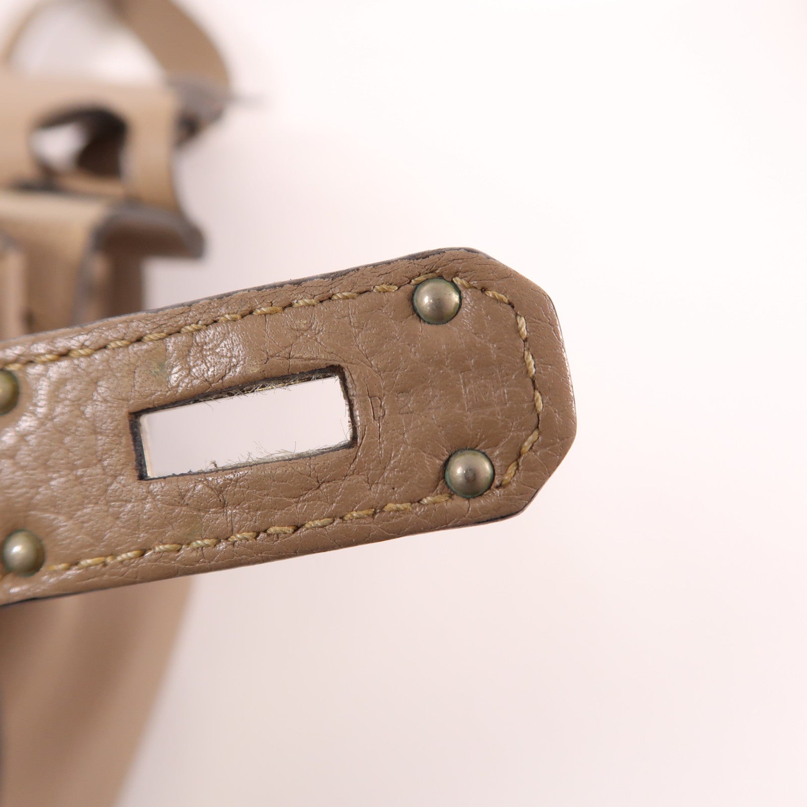 HERMES Clemence皮革Jypsiere 34銀扣肩背袋Argile