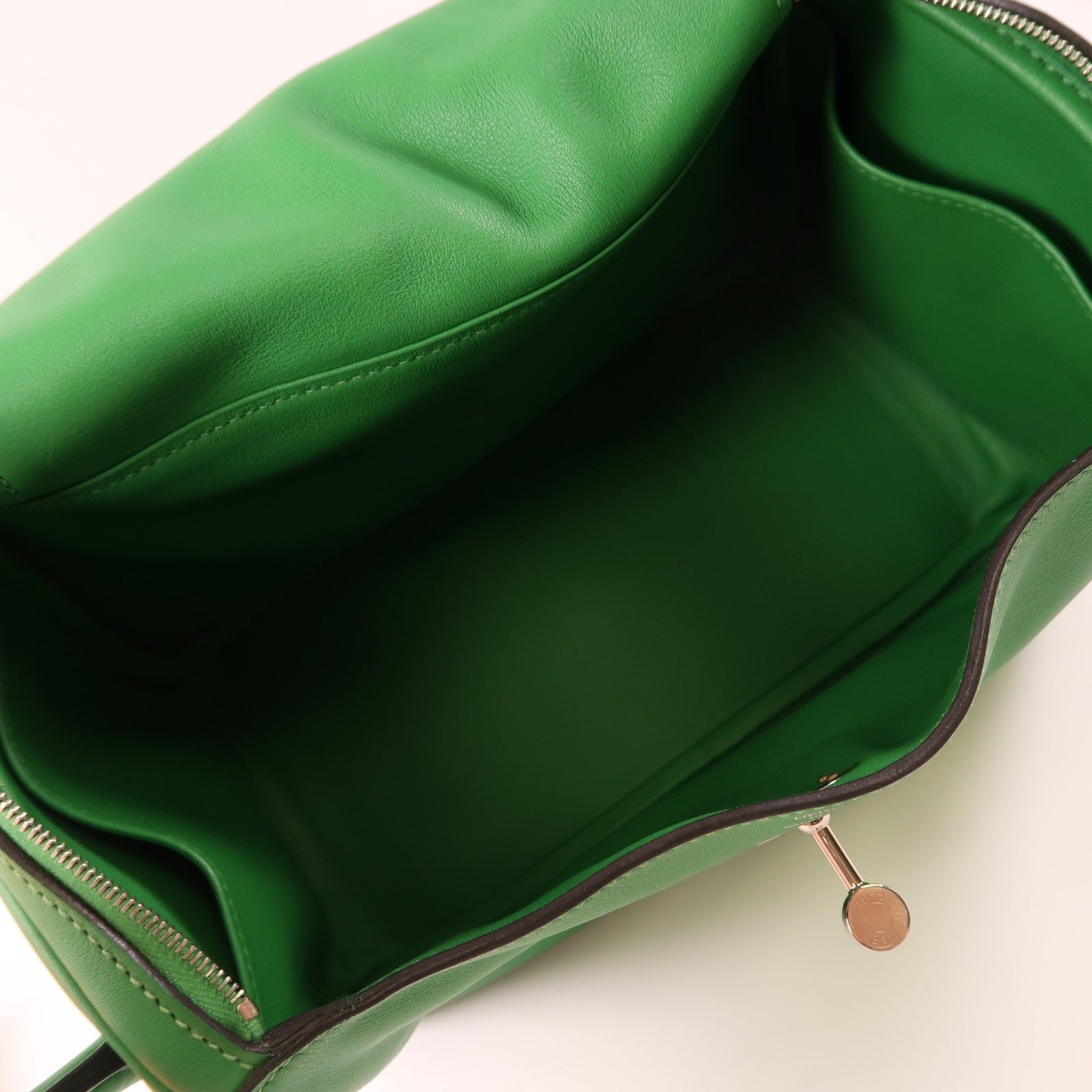 HERMES PHW Lindy 26 2Way Shoulder Hand Bag Veau Swift Leather Stamp R 1K Bamboo