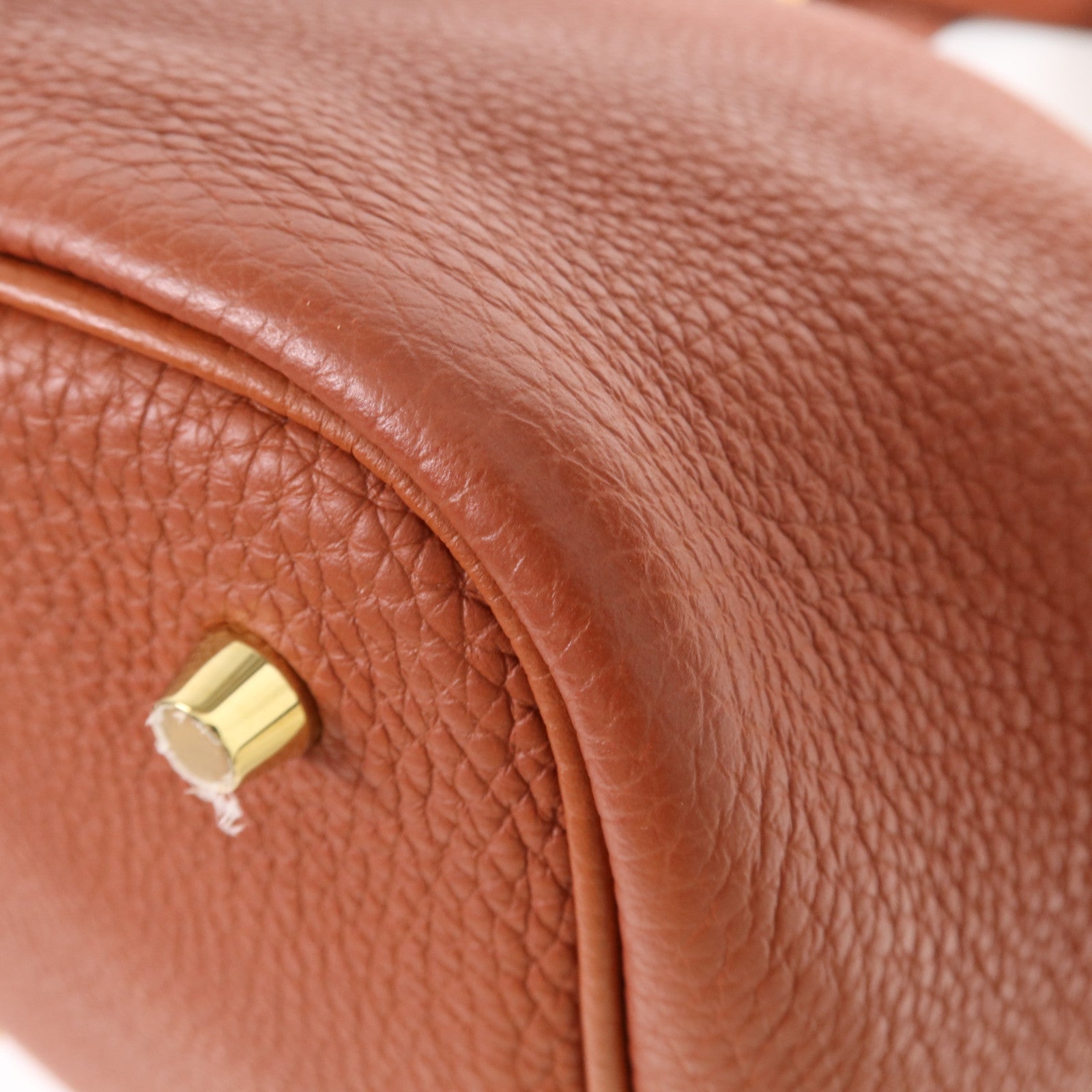 HERMES Clemence皮革Picotin MM金扣手挽袋Cuivre