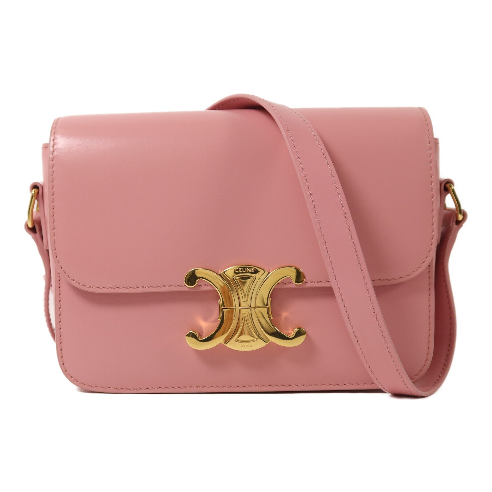 CELINE 【激減優惠】牛皮皮革Teen Triomphe金扣肩背袋