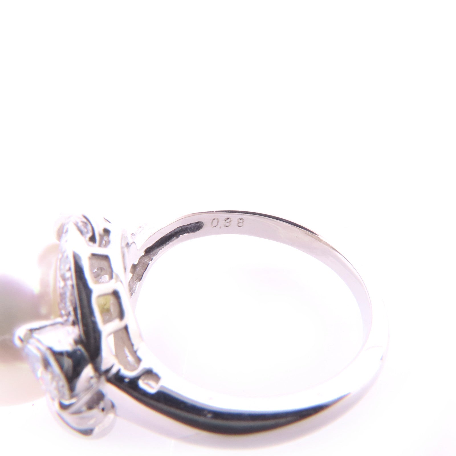 JEWELRY 【激減優惠】PT900鉑金/珍珠/鑽石Pearl Diamond Ring戒指US#6