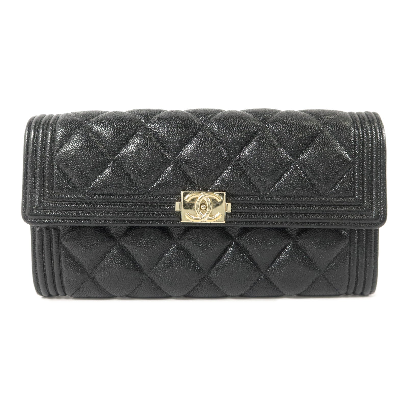 CHANEL 牛皮皮革Boy Long Wallet長錢包